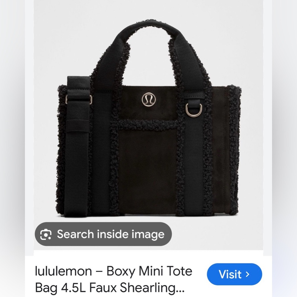 New limited edition lululemon athletica Black 4.5 L Faux Shearling boxy tote